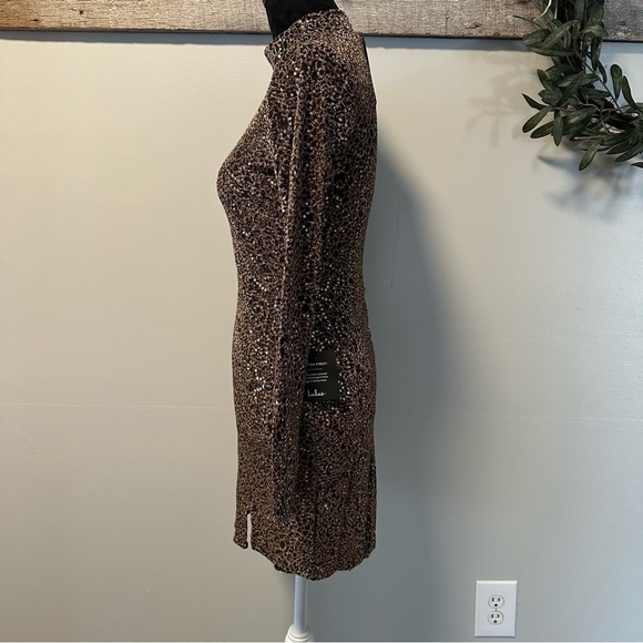 Lulus Party Instinct Black and Gold Leopard Mesh Sequin
Mini Dress Size Medium - Picture 8 of 14